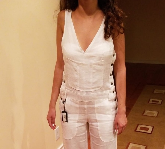 Light White Linen Jumpsuit - Picture 6 of 8
